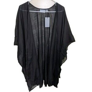 The Jetset Diaries TJD Kaftan Kimono Cover Up Black Sheer One Size Fits Most